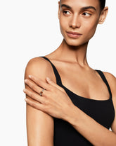 Petite Cable Ring in Sterling Silver with 14K Yellow Gold and Rhodolite Garnet, 2.8mm